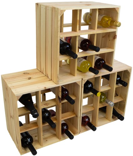 3er set weinregal 9er - 3er, natur